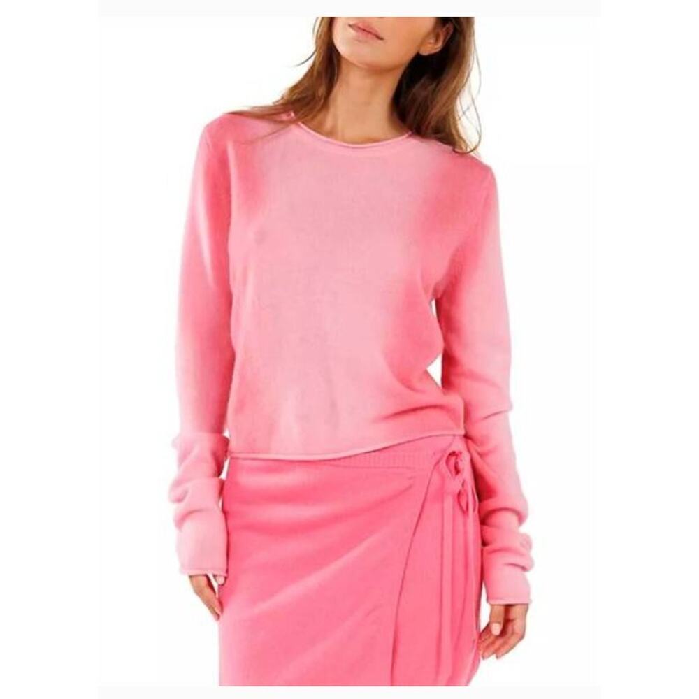 CRUSH CASHMERE Sz 1 S Pink Lollipop Hailey Gradient 100% Pullover Sweater NWT